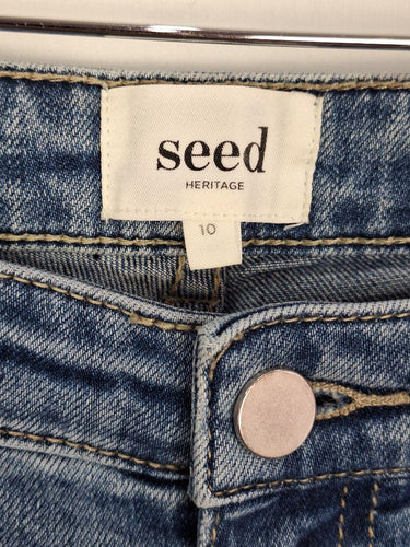 Seed Funky Contrast Denim Bottom Jeans Size 10 by SwapUp-Online Second Hand Store-Online Thrift Store