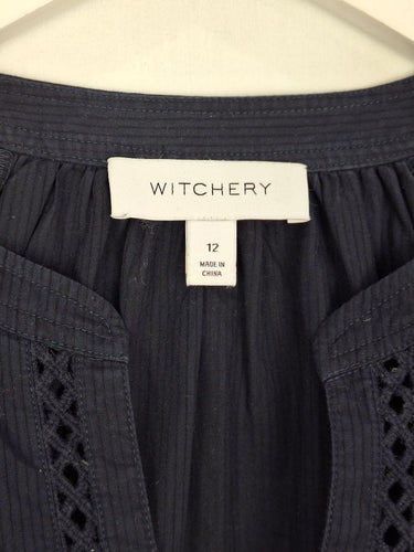 Witchery Feminine Navy Pinstripe Blouse Size 12 by SwapUp-Online Second Hand Store-Online Thrift Store
