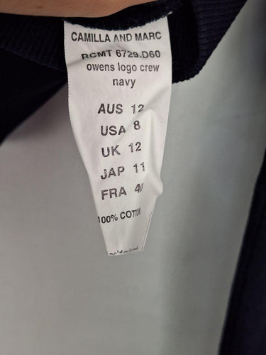 Camilla and Marc Navy Cropped Logo Jumper Size 12 by SwapUp-Online Second Hand Store-Online Thrift Store