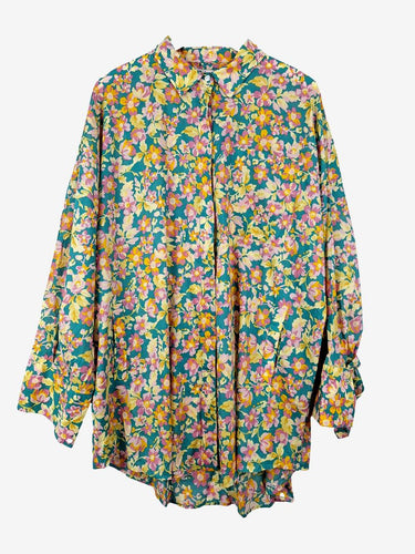 Bohemian Traders Funky Front Pocket Floral Shirt Size L