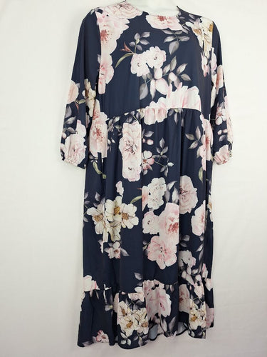 Second-Hand - Lorraine Floaty Blooms Gathered Midi Dress Size 16 - SwapUp