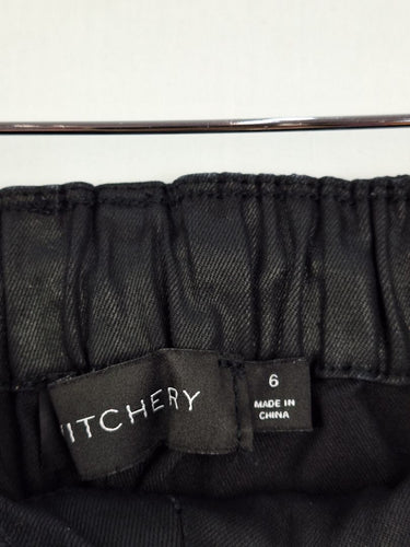 Second-Hand - Wet Look Black Drawstring Pants Size - SwapUp