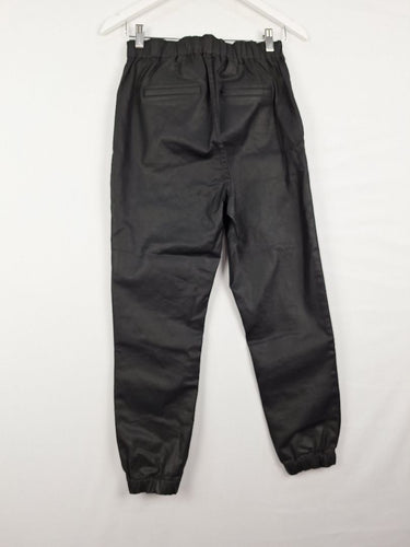 Second-Hand - Wet Look Black Drawstring Pants Size - SwapUp