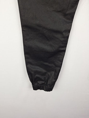 Second-Hand - Wet Look Black Drawstring Pants Size - SwapUp