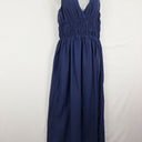 Second-Hand - Posse Navy Deep V Gathered Maxi Dress Size S - SwapUp