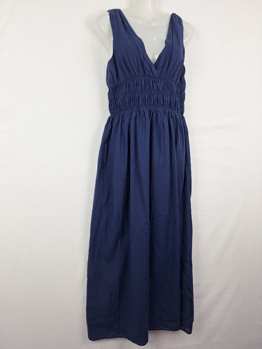 Second-Hand - Posse Navy Deep V Gathered Maxi Dress Size S - SwapUp