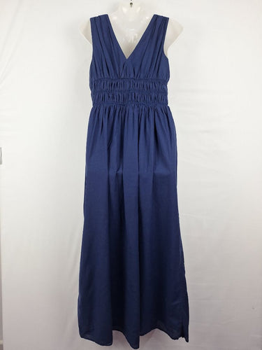 Second-Hand - Posse Navy Deep V Gathered Maxi Dress Size S - SwapUp