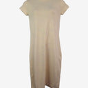 Second-Hand - Jac + Jack Ivory Textured Crew Fitted Midi Dress Size 12 - SwapUp