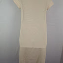 Second-Hand - Jac + Jack Ivory Textured Crew Fitted Midi Dress Size 12 - SwapUp