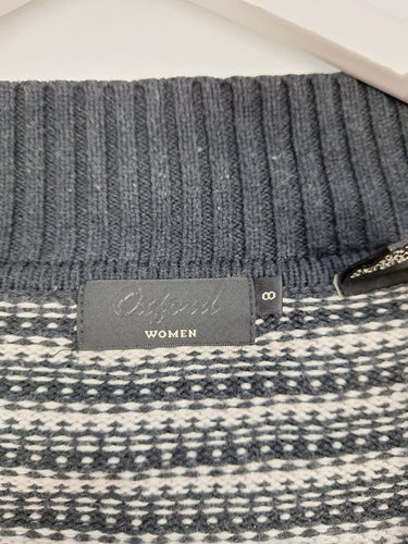 Second-Hand - Oxford Striped Cotton Knit Cardigan Size 8 - SwapUp