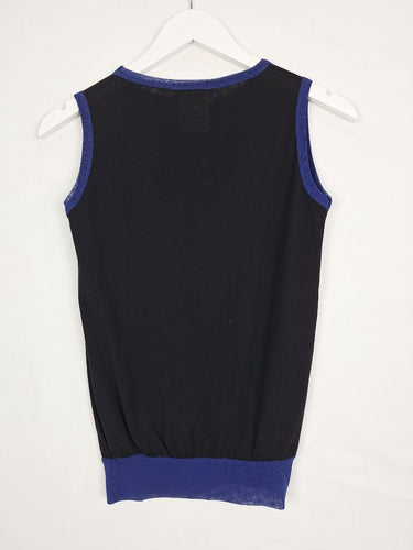 Second-Hand - Jean Paul Gaultier Vintage Mesh Cobalt Trim Top Size S - SwapUp