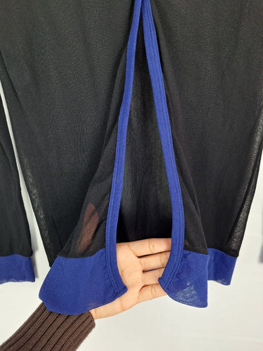 Second-Hand - Jean Paul Gaultier Vintage Mesh Cobalt Trim Cardigan Size S - SwapUp