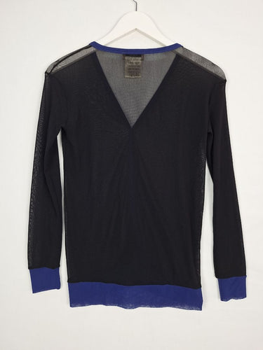 Second-Hand - Jean Paul Gaultier Vintage Mesh Cobalt Trim Cardigan Size S - SwapUp