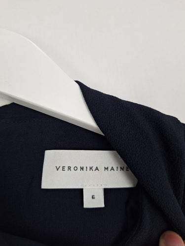 Second-Hand - Veronika Maine Elegant Split Back Work Top Size 6 - SwapUp