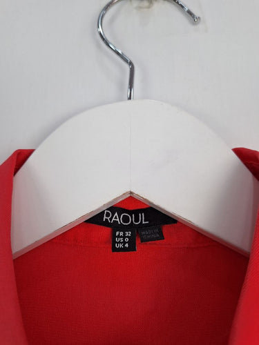 Second-Hand - Raoul Coral Pleated Collared Top Size 4 - SwapUp