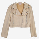 Second-Hand - Johnston Bell Sand Faux Suede Asymmetric Biker Jacket Size S - SwapUp