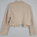 Second-Hand - Johnston Bell Sand Faux Suede Asymmetric Biker Jacket Size S - SwapUp