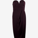 Second-Hand - Shona Joy Bordeaux Draped Strapless Cocktail MIdi Dress Size 12 - SwapUp