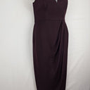 Second-Hand - Shona Joy Bordeaux Draped Strapless Cocktail MIdi Dress Size 12 - SwapUp