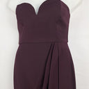 Second-Hand - Shona Joy Bordeaux Draped Strapless Cocktail MIdi Dress Size 12 - SwapUp