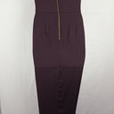 Second-Hand - Shona Joy Bordeaux Draped Strapless Cocktail MIdi Dress Size 12 - SwapUp