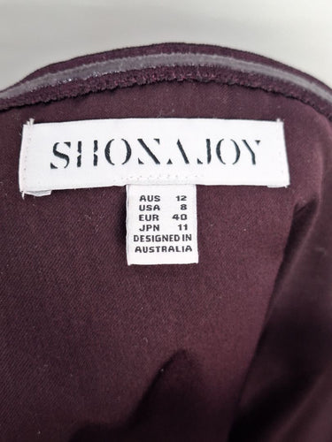 Second-Hand - Shona Joy Bordeaux Draped Strapless Cocktail MIdi Dress Size 12 - SwapUp