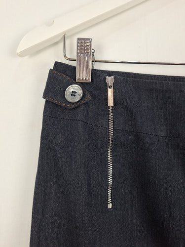 Second-Hand - Karen Millen Light Double Tab Denim Pencil Mini Skirt Size 10 - SwapUp