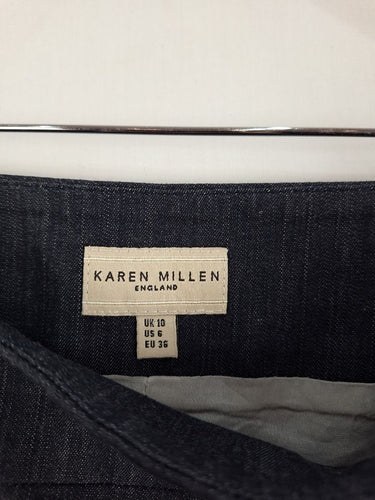 Second-Hand - Karen Millen Light Double Tab Denim Pencil Mini Skirt Size 10 - SwapUp