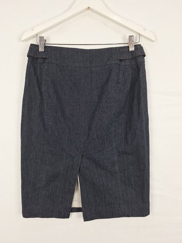 Second-Hand - Karen Millen Light Double Tab Denim Pencil Mini Skirt Size 10 - SwapUp