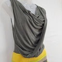Second-Hand - Karen Millen Cowl Neck Yellow Stripe Dress Size S - SwapUp