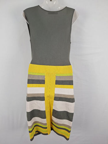 Second-Hand - Karen Millen Cowl Neck Yellow Stripe Dress Size S - SwapUp