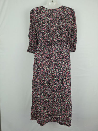 Second-Hand - Boho Pretty Gathered Floral Midi Dress Size S - SwapUp