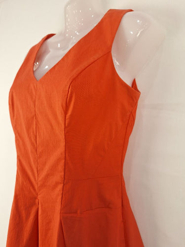 Second-Hand - Cue Tangerine Pleated Work Mini Dress Size 8 - SwapUp