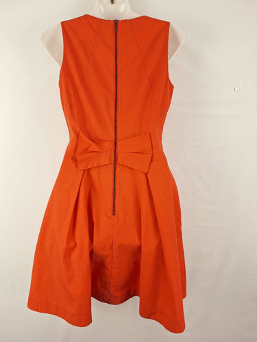 Second-Hand - Cue Tangerine Pleated Work Mini Dress Size 8 - SwapUp