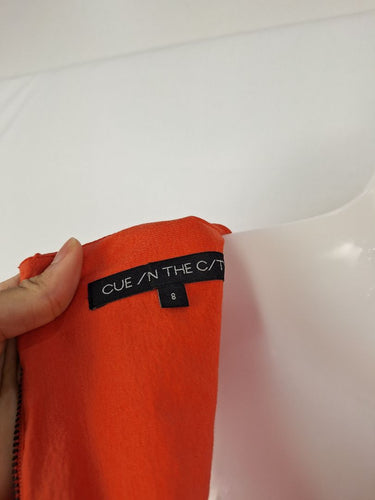 Second-Hand - Cue Tangerine Pleated Work Mini Dress Size 8 - SwapUp