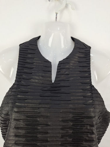 Second-Hand - Carla Zampatti Leatherlook Pleated Fitted Midi Dress Size 8 - SwapUp