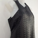 Second-Hand - Carla Zampatti Leatherlook Pleated Fitted Midi Dress Size 8 - SwapUp
