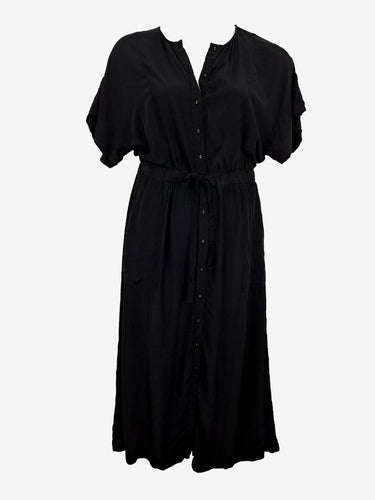 Witchery Black Airy Short Sleeve Button Up Maxi Dress Size 14