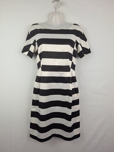 Second-Hand - Veronika Maine Boat neck Midi Stripe Dress Size 8 - SwapUp