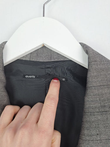 Second-Hand - Events Grey Sophisticated Fitted Blazer Size 10 - SwapUp