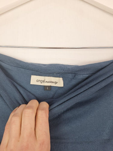 Second-Hand - Angel Maternity Petrol Blue Ruched Mini Skirt Size L - SwapUp
