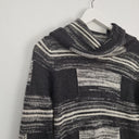 Second-Hand - Veronika Maine Grey Wool Blend Stripe Roll Neck Knit Jumper Size S - SwapUp