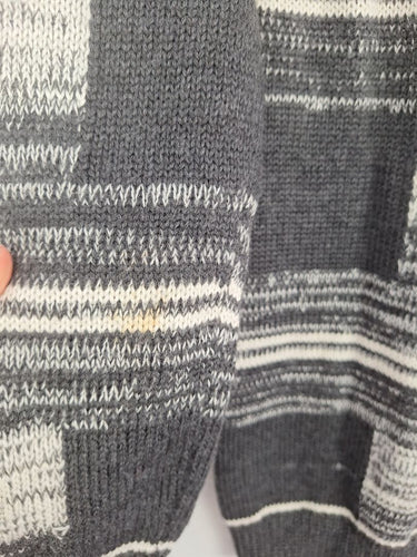 Second-Hand - Veronika Maine Grey Wool Blend Stripe Roll Neck Knit Jumper Size S - SwapUp