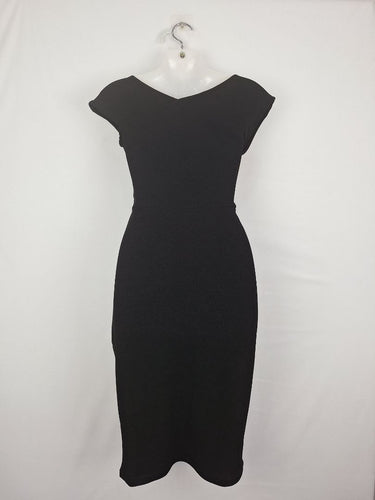 Second-Hand - Sacha Drake Black Asymmetrical Midi Dress Size 8 - SwapUp