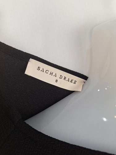 Second-Hand - Sacha Drake Black Asymmetrical Midi Dress Size 8 - SwapUp