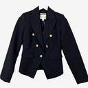 Second-Hand - Trenery Navy Neat Fit Gold Finish Blazer Size 4 - SwapUp