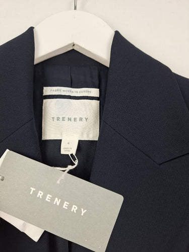 Second-Hand - Trenery Navy Neat Fit Gold Finish Blazer Size 4 - SwapUp