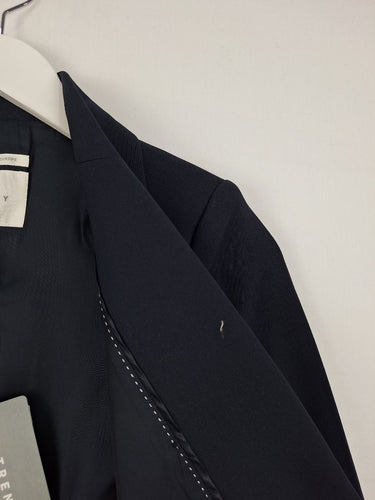 Second-Hand - Trenery Navy Neat Fit Gold Finish Blazer Size 4 - SwapUp