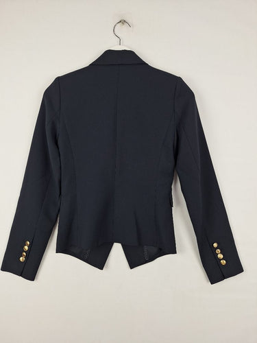 Second-Hand - Trenery Navy Neat Fit Gold Finish Blazer Size 4 - SwapUp