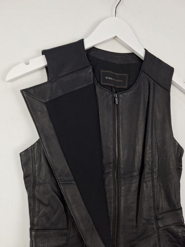 Second-Hand - BCBGMAXAZRIA Zip Up Fold Out Leather Vest Size XS - SwapUp